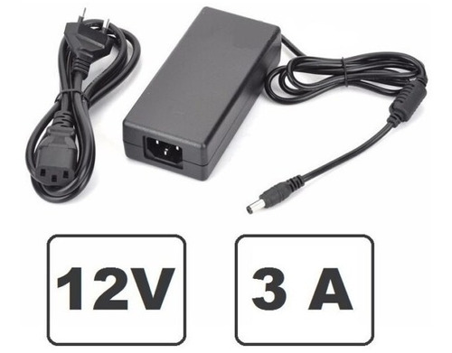 Fuente Switching 12v 3a Dc Ficha 35x135 + Cable Power