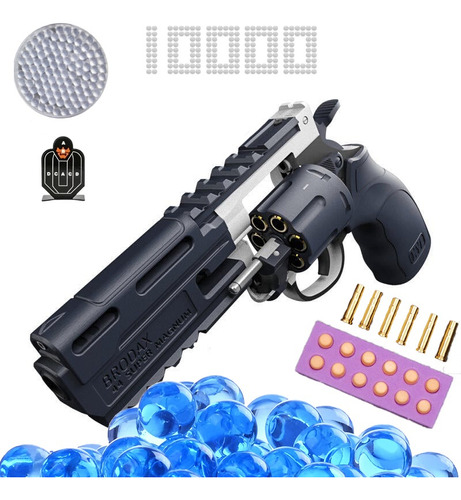 Revólver Pistola Hidrogel Manual Nylon Y Metal + 10000 Bolas