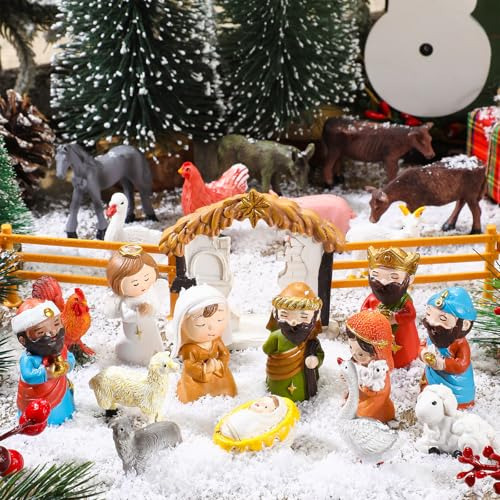 Juego De 25 Mini Figuras Navideñas Para Pesebre