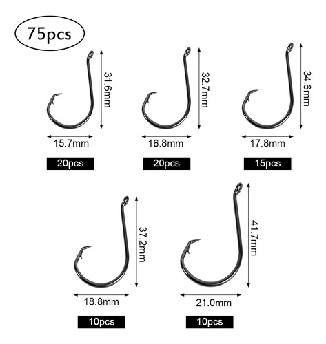 Ganchos De Pesca De Gran Variedad, 75 Unidades/caja, Ganchos