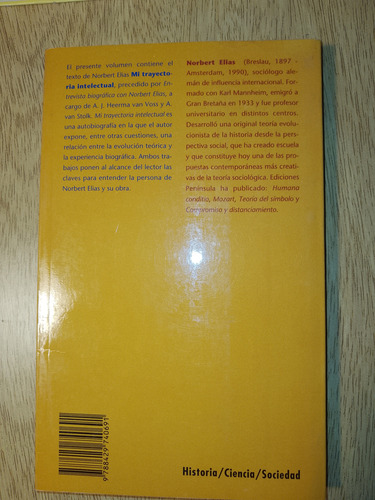 Norbert Elias, Mi Trayectoria Intelectual. Península