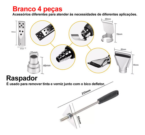 Soprador Térmico 2000w ,Possui Dois Modos de Operação,50-600ºc,Soprador Térmico Profissional Assoprador Pistola Ar Quente 127V