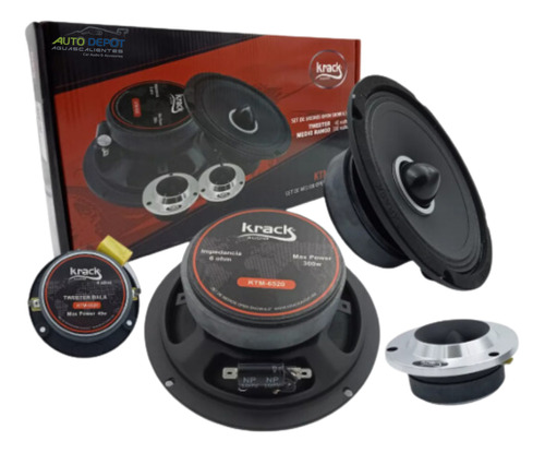 Set De Medios 6.5 Pul Para Auto Tweeter Bala Krack Ktm-6520