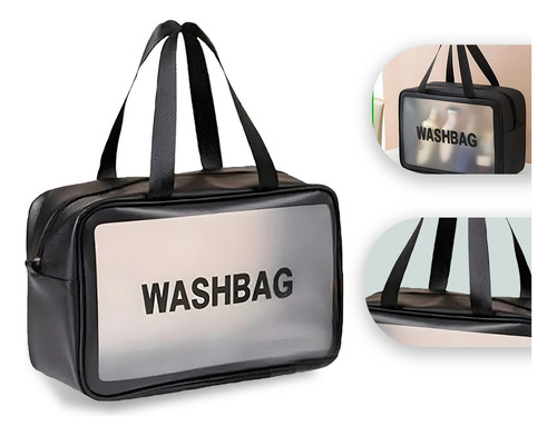 Bolsa Feminina Transparente Necessaire De Maquiagem Grande Cor Preto