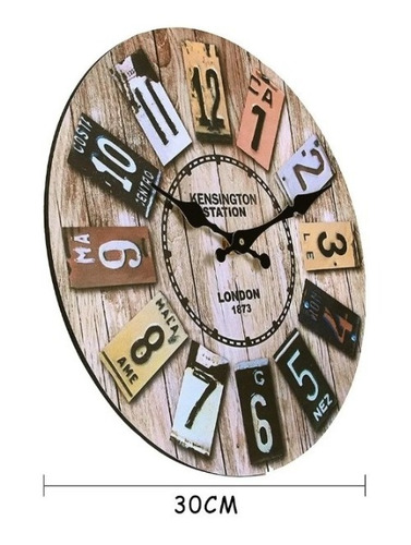 Imagen 4 de 8 de Reloj De Pared Simil Madera Retro Silencioso Decorativo
