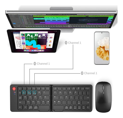 Portátil Dos Plegables Inalámbrico Bluetooth Teclado + Ratón
