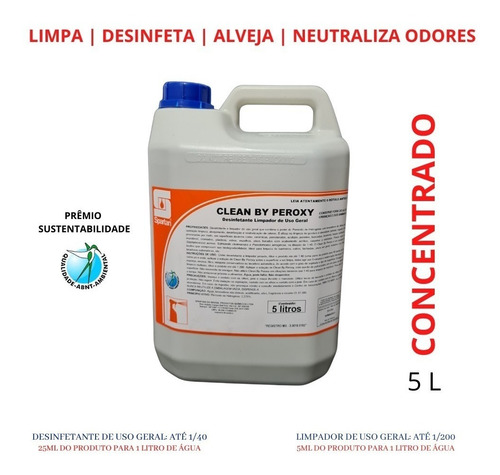 Imagem 2 de 4 de Desinfetante Bactericida 5 Litros Clean By Peroxy Spartan