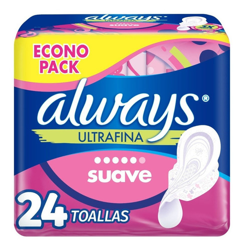 Toallas Higiénicas Always Ultrafina Flujo Moderado Suave 24u