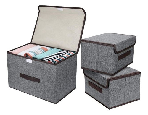 Caja Organizadora De Ropa Multiusos Con Tapa Flip-top 3 Pzas