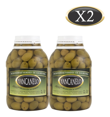 Imagen 1 de 9 de Aceitunas Verdes Yancanelo Bidón 1 Kg X 2 U