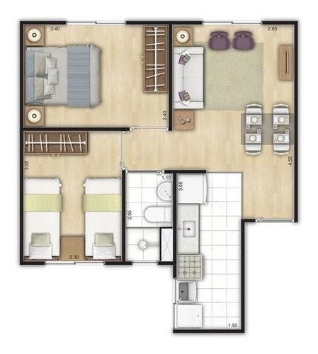 Apartamento Em Jardim Petrópolis, Cotia/sp De 48m² 2 Quartos À Venda Por R$ 170.000,00 - Ap744833
