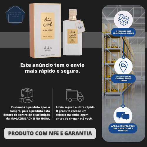 Perfume Masculino Musk Abiyad Manasik Edp 100ml Intenso E Sofisticado