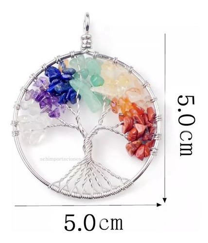 Colgante Árbol De La Vida, 7 Chakras, 7 Piedras Naturales