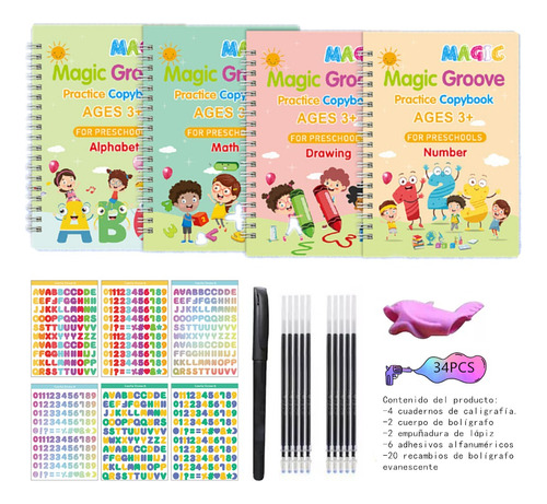 Magic Práctica Copybook Set Reutilizables Libro Con 20 Pluma