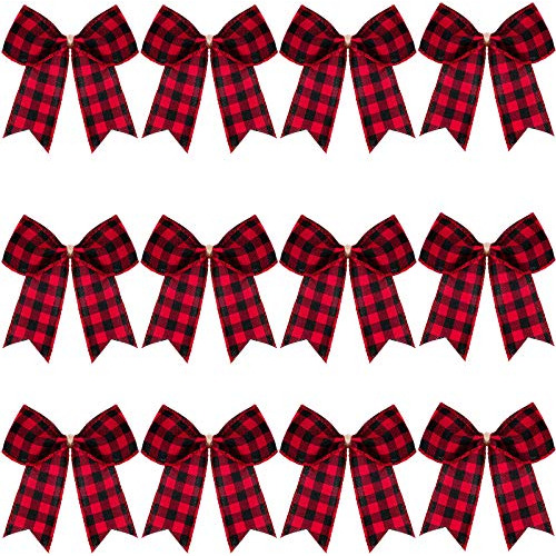 12 Piezas De Lazos Escoceses De Plaid De Navidad Lazos ...