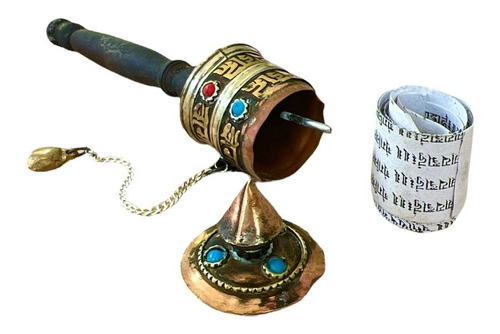 Rueda De Oración De Mano 16cm Artesanía Tibetana Nepal Buda