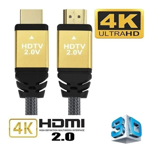 Imagen 1 de 3 de Cable Ultra Hd 4k Enchape Oro!  1.5 Metros 