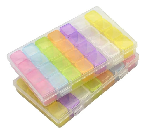 Caja Organizadora Plástico Transparente 28 Rejillas Colores 
