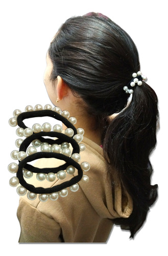 Gomitas De Moda  Mujer Negra Con Perlas X 3 Unids.