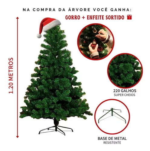 Árvore de Natal decorada 1.20m com enfeites