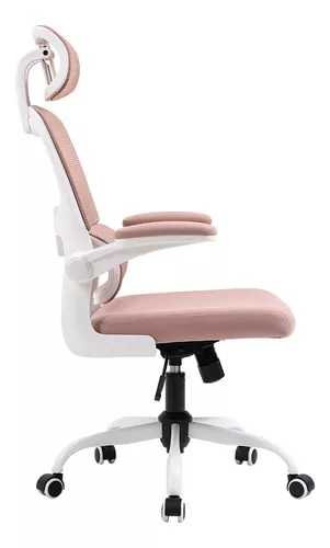 Silla Oficina de Respaldo Alto Ergonómica, Color Rosa, para Hogar u Oficina  HOMEMAKE FURNITURE Moderno