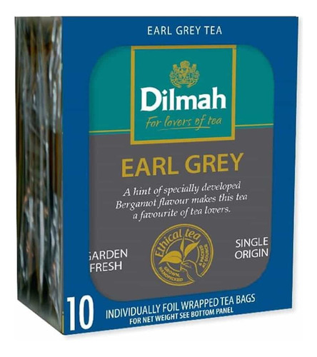 Té Negro Dilmah Earl Grey Importado 10 saquitos