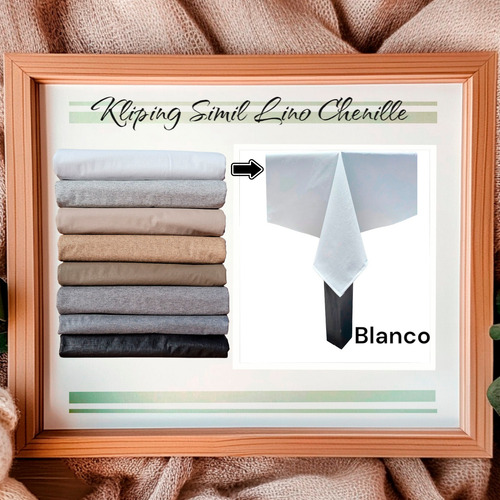 Mantel Ecocuero 2.00x1.40 Kipling Simil Tela Lino Chenille Color Blanco