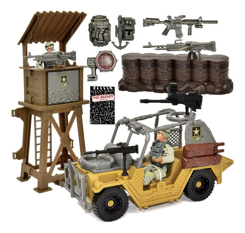 Us Army   Toy Play Set Con Atalaya Vehículo Mil...