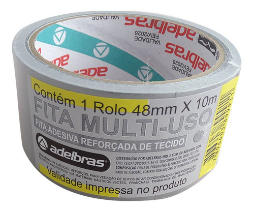 Fita Adesiva Reforçada Silver Tape 48x10m Prata - Adelbras