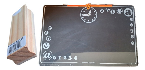 Pizarra Pizarron Reloj Letra 53x34cm Para Tiza Con Borrador