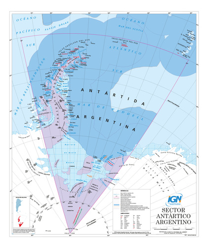 Mapa Sector Antártico Argentino - (edición 2024)
