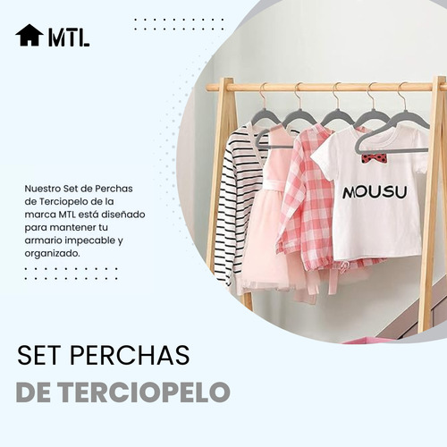 Set De Perchas Aterciopeladas X75 Unidades Antideslizantes Premium Reforzadas Mtl X50 Color Gris X25 Color Blanco