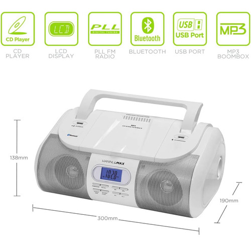 Reproductor Portatil Hannlomax Hx-318cd Para Cd/mp3/usb, ...