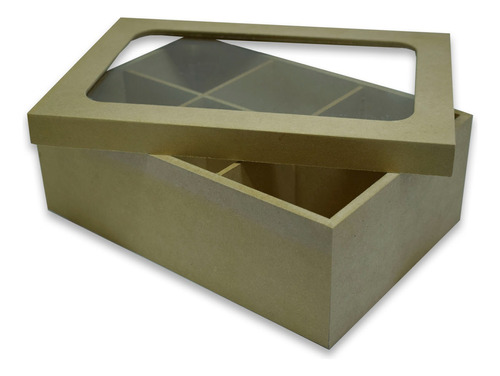 Caja Té Fibrofacil Con Tapa Con Visor 6 Divisiones