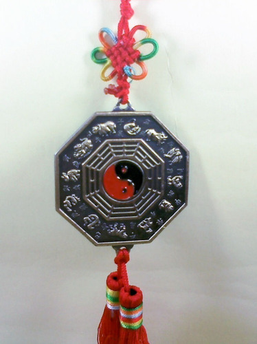 Imagem 3 de 6 de Bagua Com Yin Yang Em Metal Para Feng Shui 32,5cm Novo