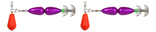 2 Piezas Jig De Calamar Equipo De Pesca Gear Violeta Oscura