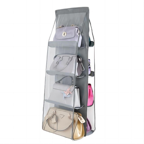 Organizador Colgante De Bolsas Gris Negro Con 8compartimento