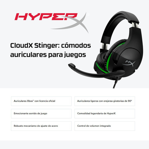 Diadema Gamer Hyperx Cloudx Stinger Pc, Xbox, Ps5 Ps4, 3.5mm