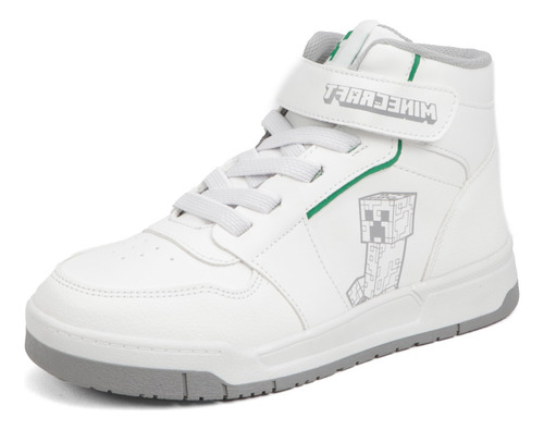 Tenis Para Niño / Joven Botin Creeper Minecraft Mi5261 Blanco