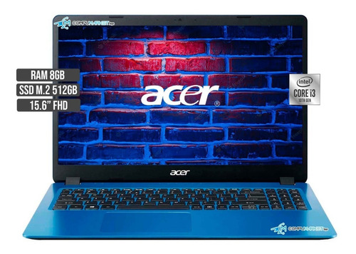 Portátil Acer Intel Core I3 Ssd 512gb Ram 8gb Led 15.6 Fhd