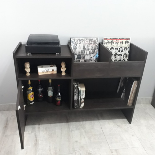Mueble Mesa Para Tocadiscos Y Vinilos Con Batea Doble