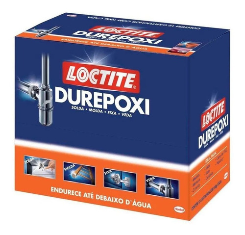 Massa Adesiva Epoxi Durepoxi 100g Cinza Loctite C/ 12 Un