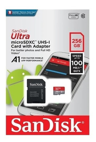 Memoria Sandisk Ultra Micro Sdxc Uhs-i A1 Clase 10 256gb