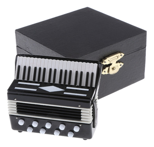 Acordeón De Metal Instrumento Musical Con Caja En Miniatura