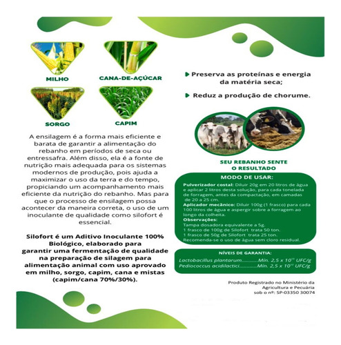 Inoculante Para Silagem De Capim, Milho, Sorgo E Cana
