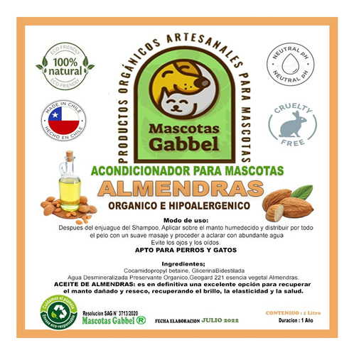 Pack Bidón Shampoo Y Acondicionador Almendras Para Mascotas