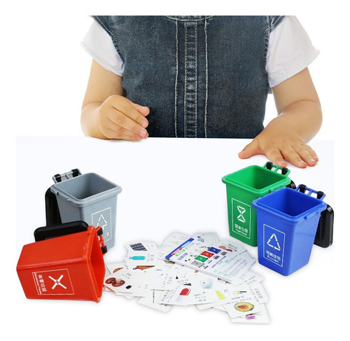Mini Juguete De Clasificación De Cubos De Basura Con Largo