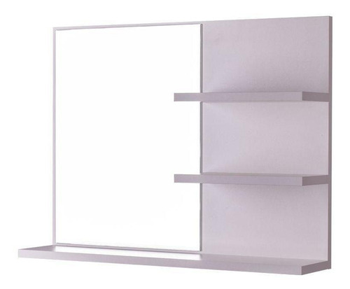 Imagem 2 de 4 de Espelho P/ Banheiro Com Prateleiras Lugano Branco 60 X 45cm