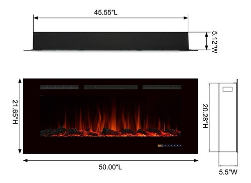 Chimenea Eléctrica Empotrable 50 Pulgadas Fondos Colores
