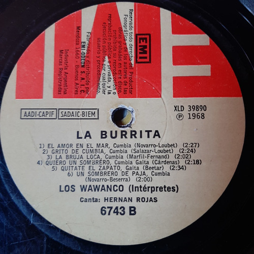 Sin Tapa Disco Los Wawanco La Burrita Hernan Rojas C0